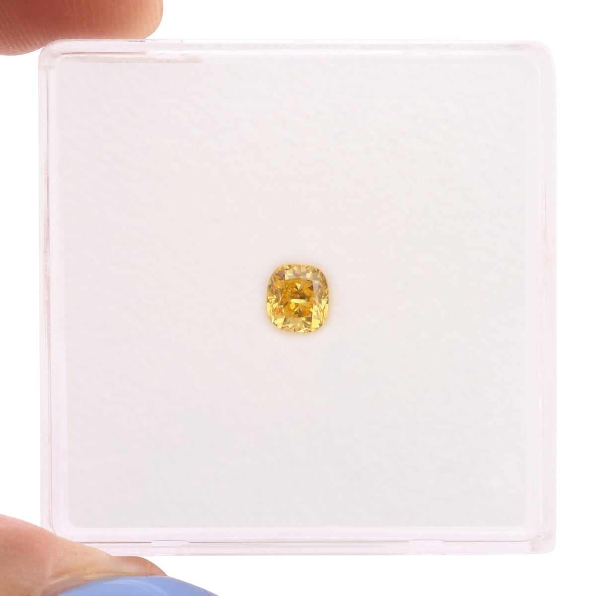 Kissenförmiger Diamant | 0,23 ct | Fancy Vivid Orange Yellow | VS2 | GIA | Ref 714845