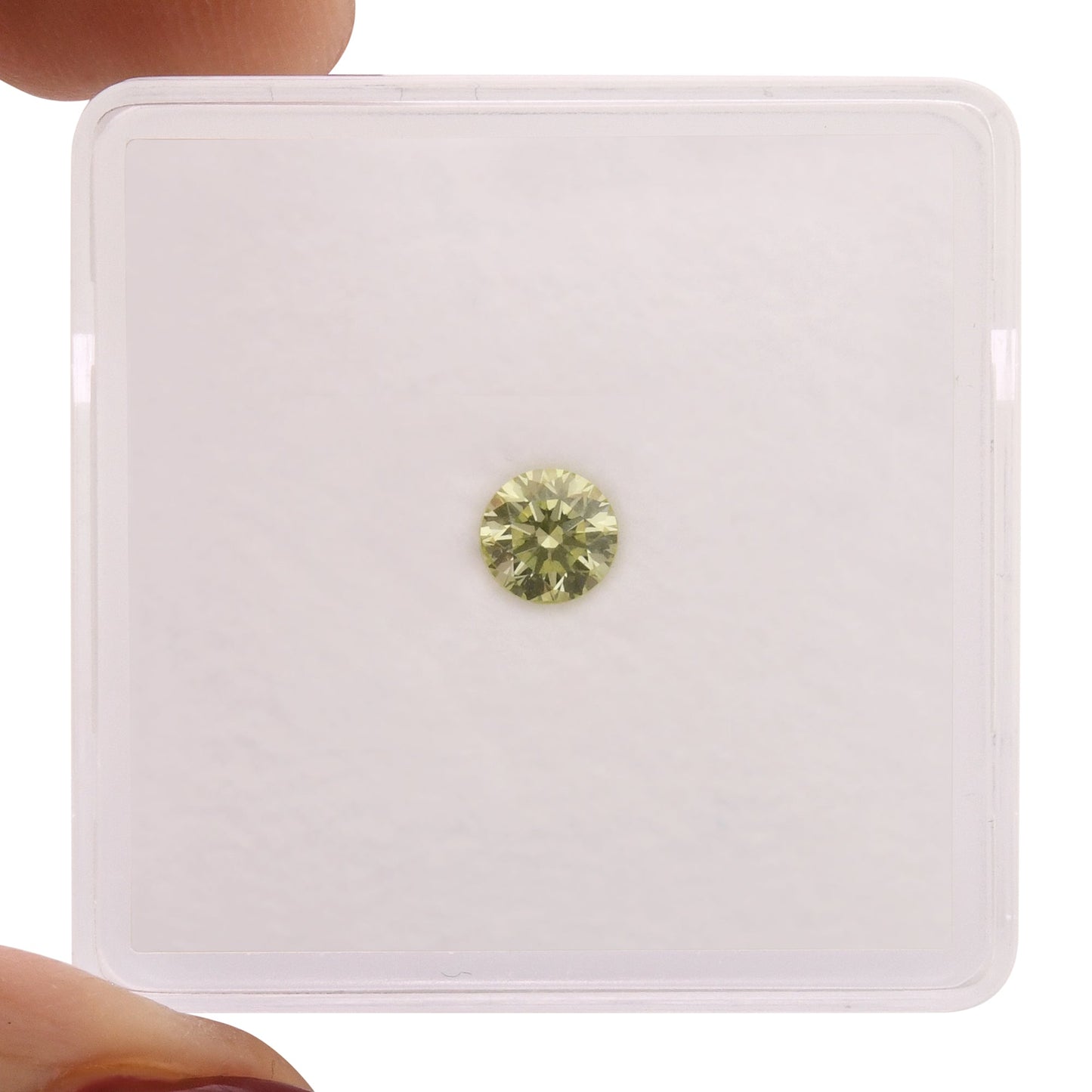 0,26 Karat Fancy Yellow Green Round Diamond SI2 GIA