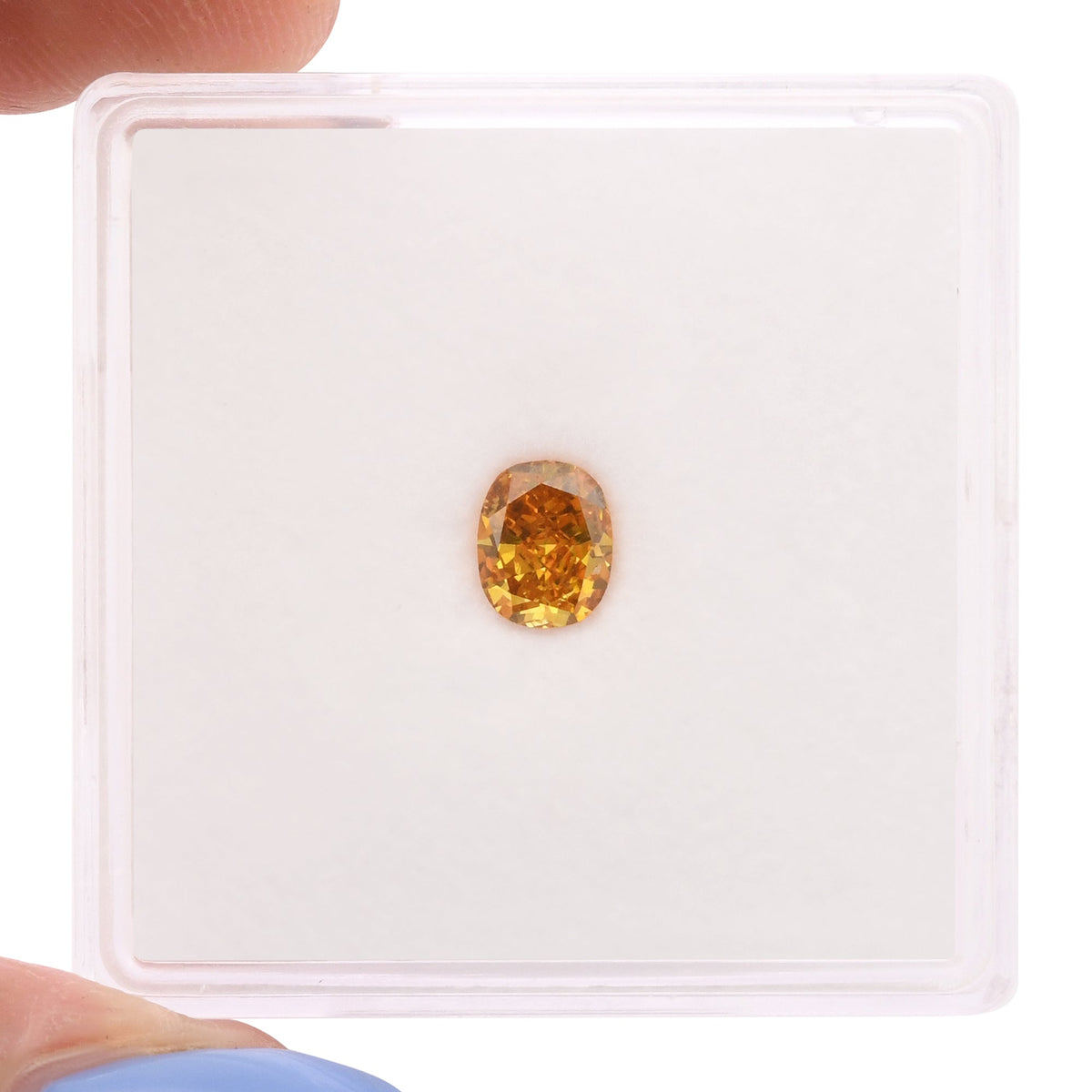 Kissenförmiger Diamant | 0,4 ct | Fancy Vivid Yellowish Orange | VS2 | GIA | Ref 714859