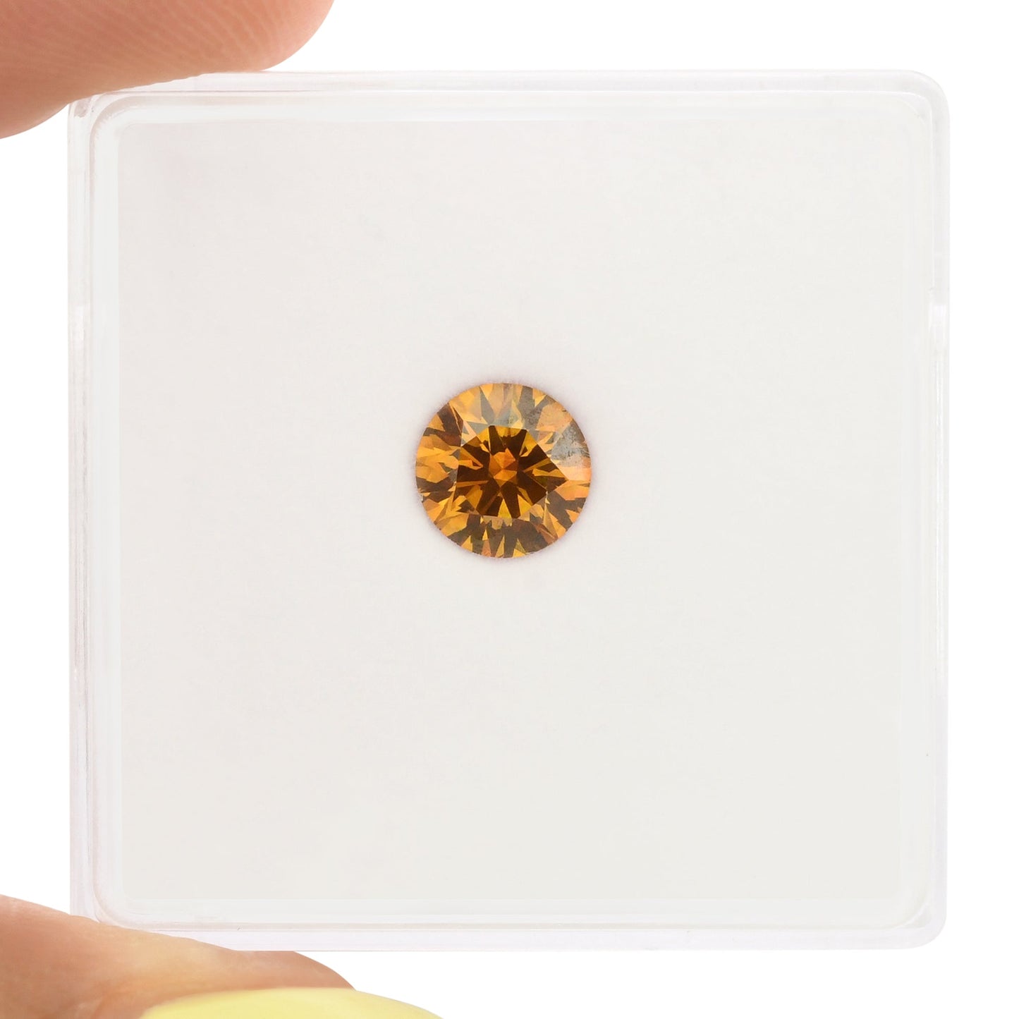 0.61 Carat Fancy Deep Yellowish Orange Round Diamond SI2 GIA