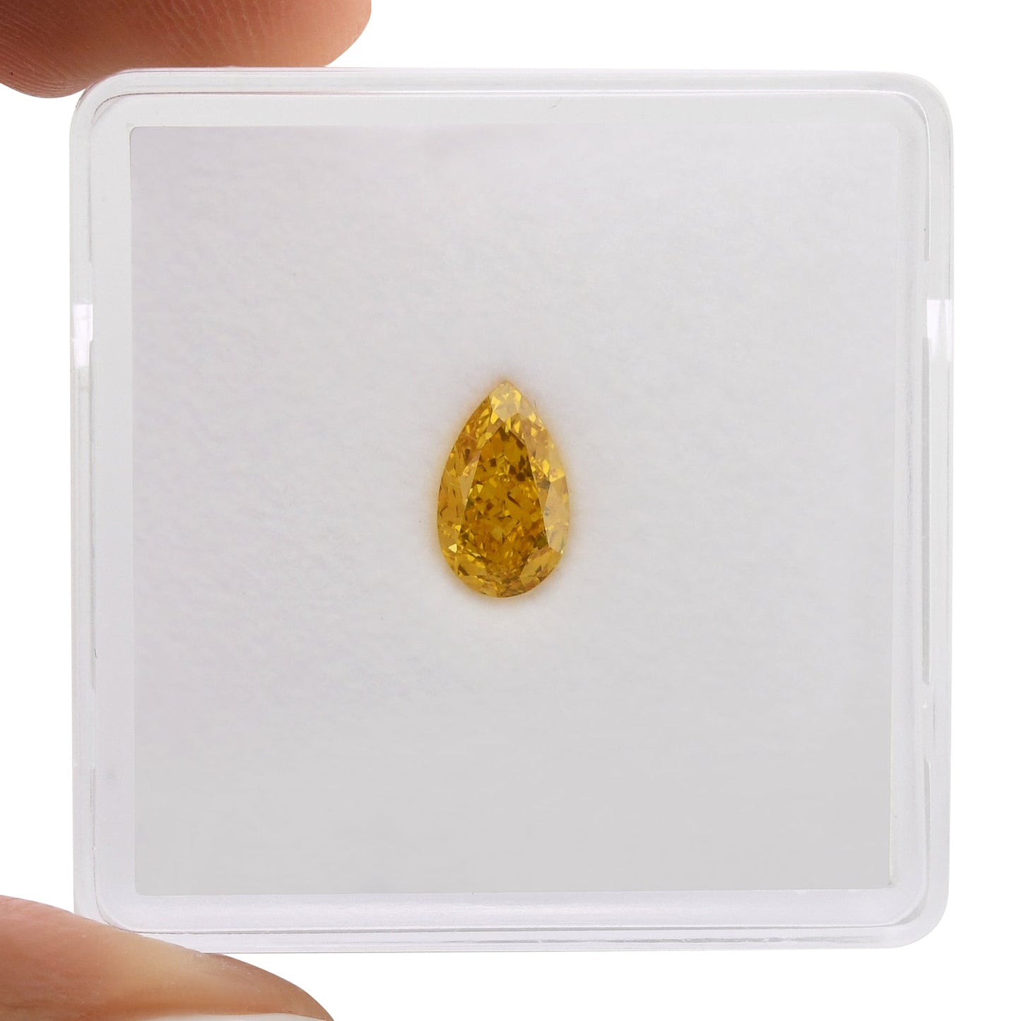 0,61 Karat Fancy Vivid Yellow Orange Birnenförmiger Diamant VS1 GIA