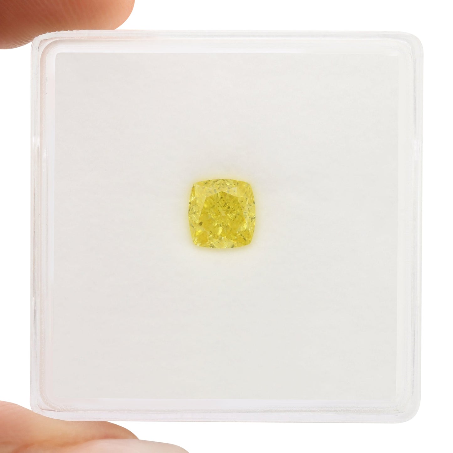 0,76 Karat Fancy Vivid Yellow Cushion Diamond VVS1 GIA