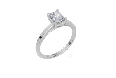 18ct Radiant 0.75Carat F/G VS/SI Cathedral Plain Hidden Halo Diamond Ring