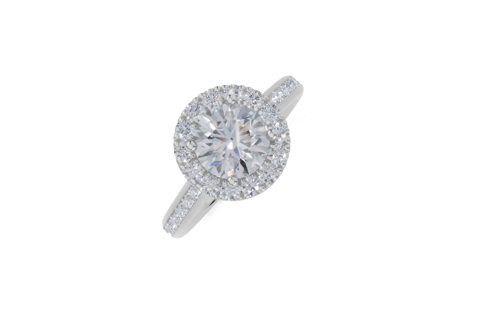 platinum Round 1.00 Carat G/H-CO SI Cathedral Channel Single Halo Diamond Ring