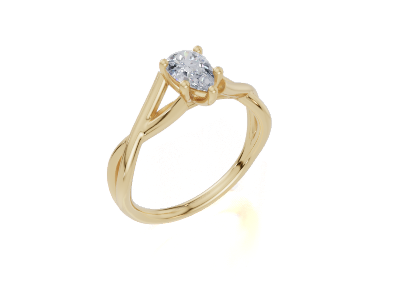 18ct Pear 0.30Carat F/G VS/SI Twisted Plain 4Pr Diamond Ring