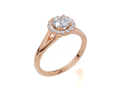 18ct Round 0.40Carat F/G VS/SI Cathedral Plain Single Halo Diamond Ring