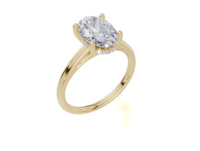 18ct Oval 2.00Carat D/E/F-CC VVS Cathedral Plain Hidden Halo Diamond Ring