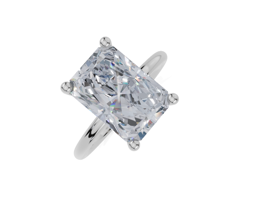 platinum Radiant 4.00 Carat F/G VS/SI Plain Plain 4Pr Diamond Ring