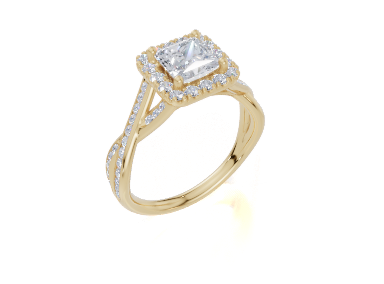 18ct Princess 1.00Carat F/G VS/SI Twisted Channel Single Halo Diamond Ring