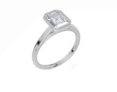 18ct Emerald 1.50Carat D/E/F-LG VS/VVS Cathedral Plain Bezel Diamond Ring