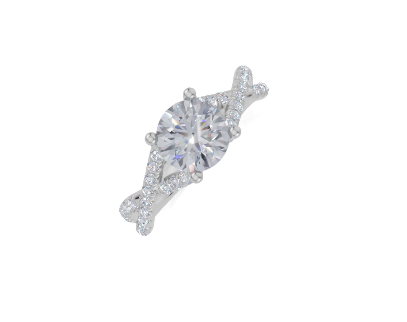 18ct Round 1.00Carat F/G VS/SI Twisted U Micro 4Pr Diamond Ring