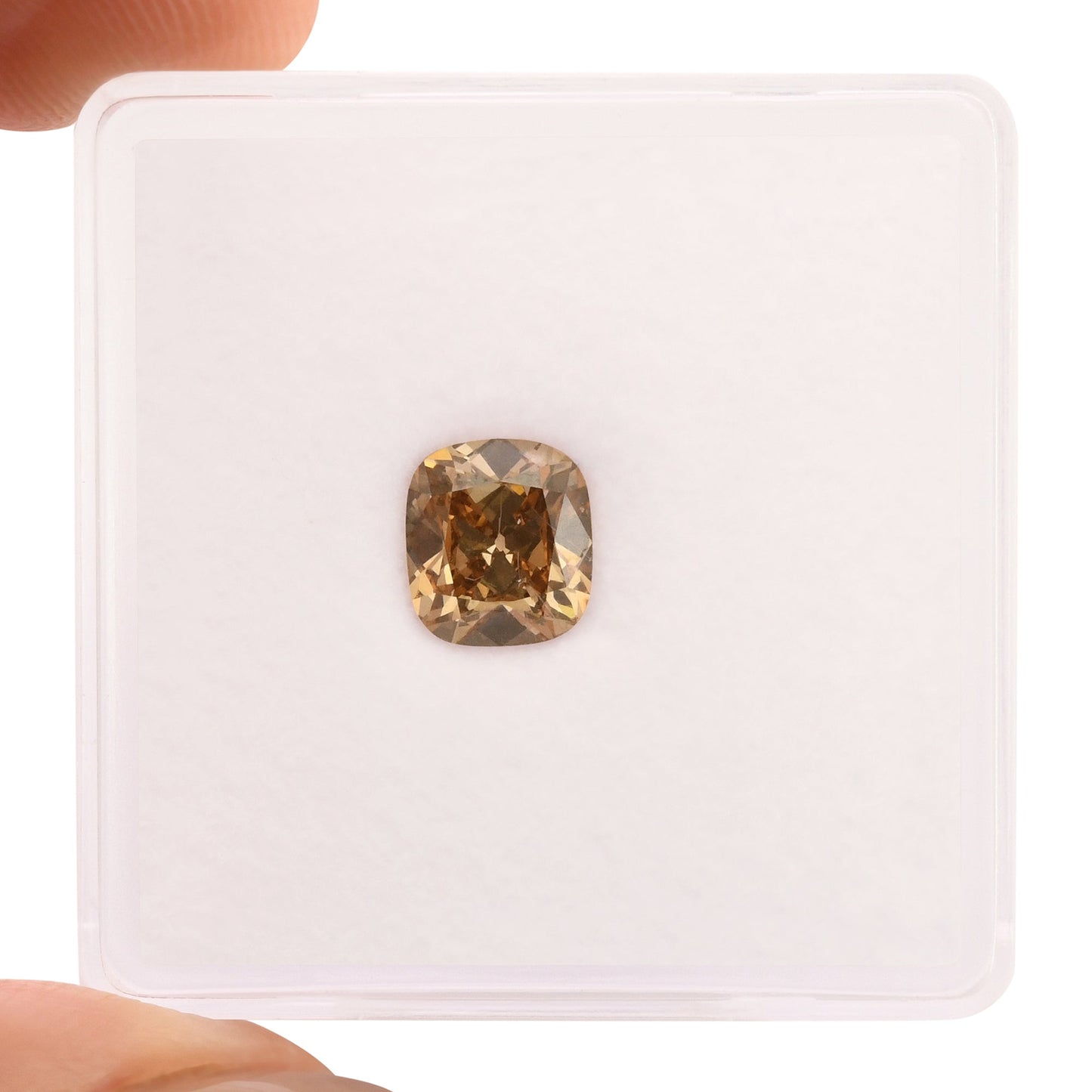 1.00 Carat Fancy Orange Brown Cushion Diamond SI2 GIA