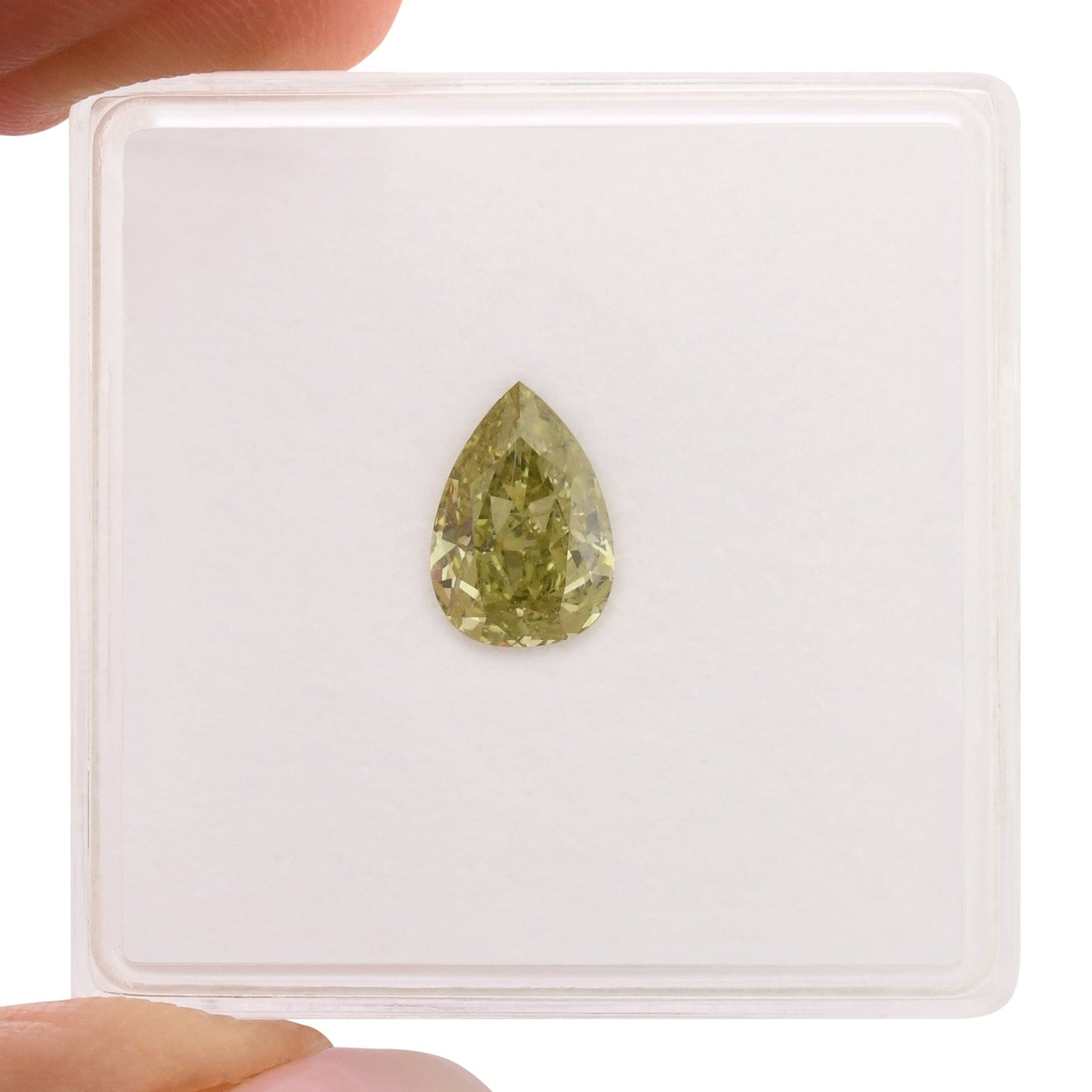 1,01 Karat Fancy Grayish Greenish Yellow Birnenförmiger Diamant SI2 GIA