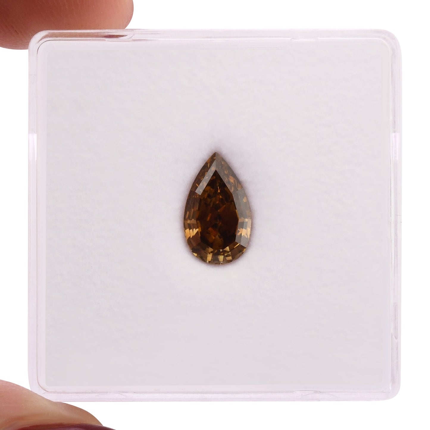 1.05 Carat Fancy Deep Orange Brown Pear Diamond SI1 GIA