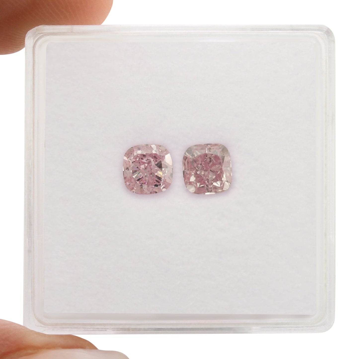 1.10 Carat Fancy Intense Purplish Pink Cushion Diamonds VS2 GIA Pair
