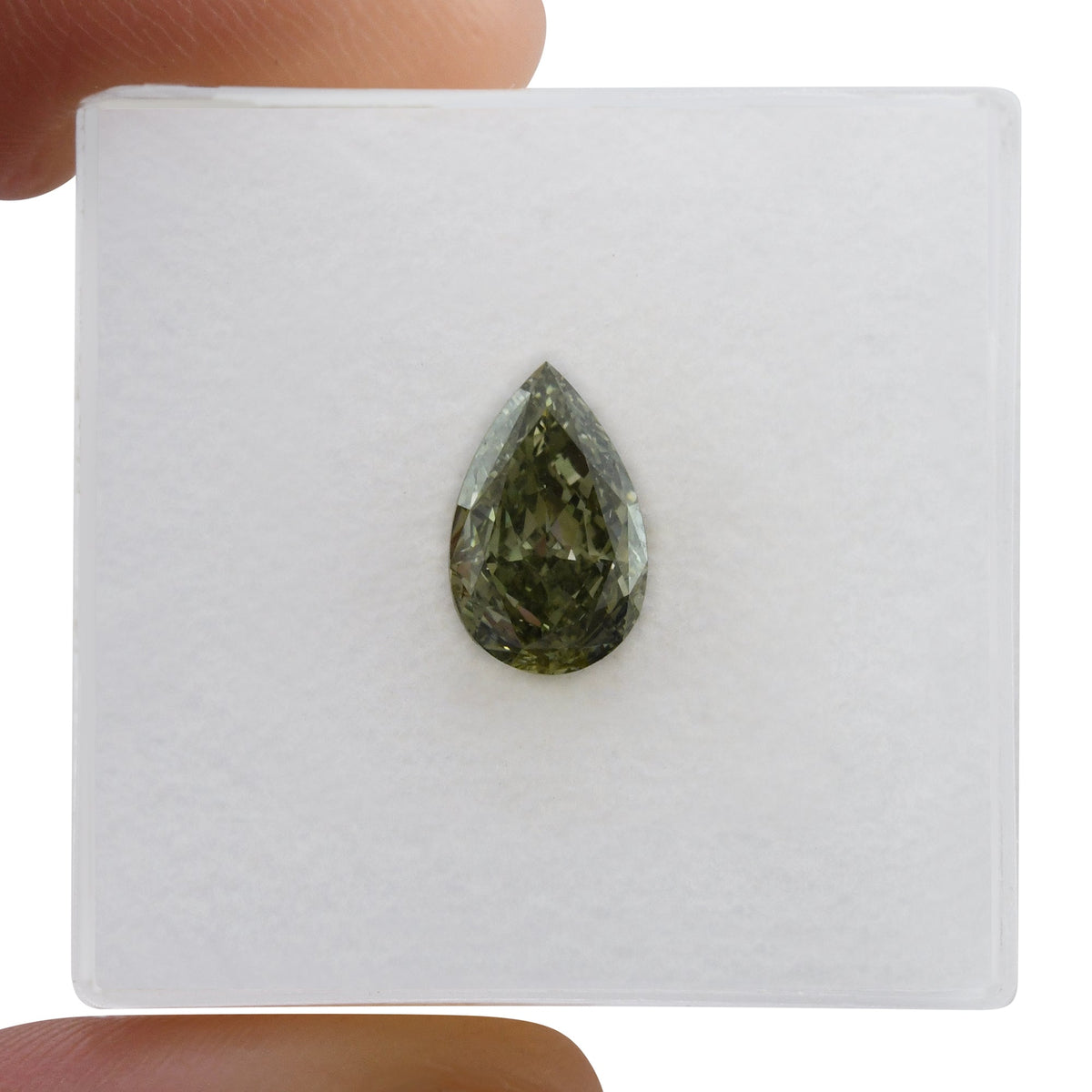 Pear Diamond | 1.25 ct | Fancy Dark Gray Yellowish Green | VS2 | GIA | Ref 719753