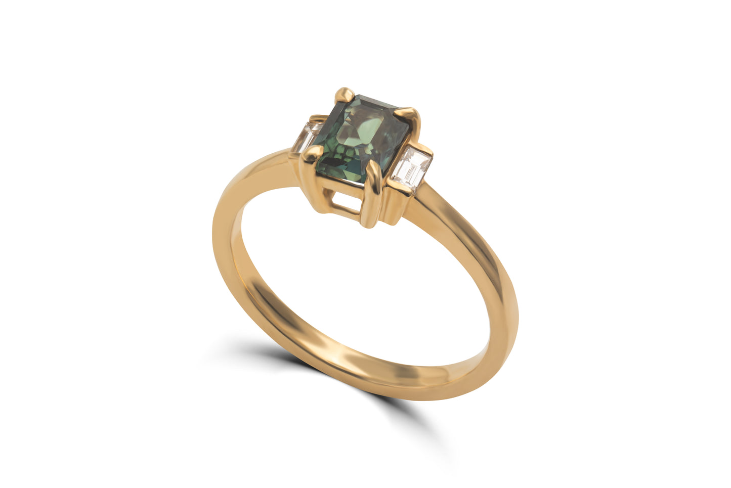 Verlobungsring Hannah mit 1ct Montana Saphir & Baguette-Diamanten – erhältlich in München & Augsburg