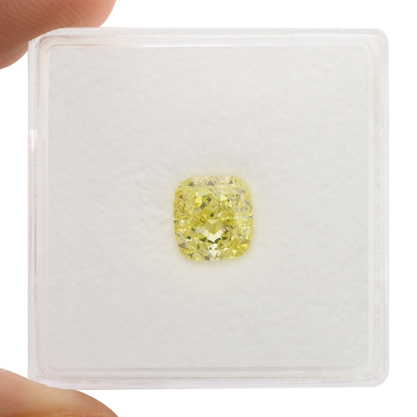 1.50 Carat Fancy Intense Yellow Cushion Diamond VS2 GIA