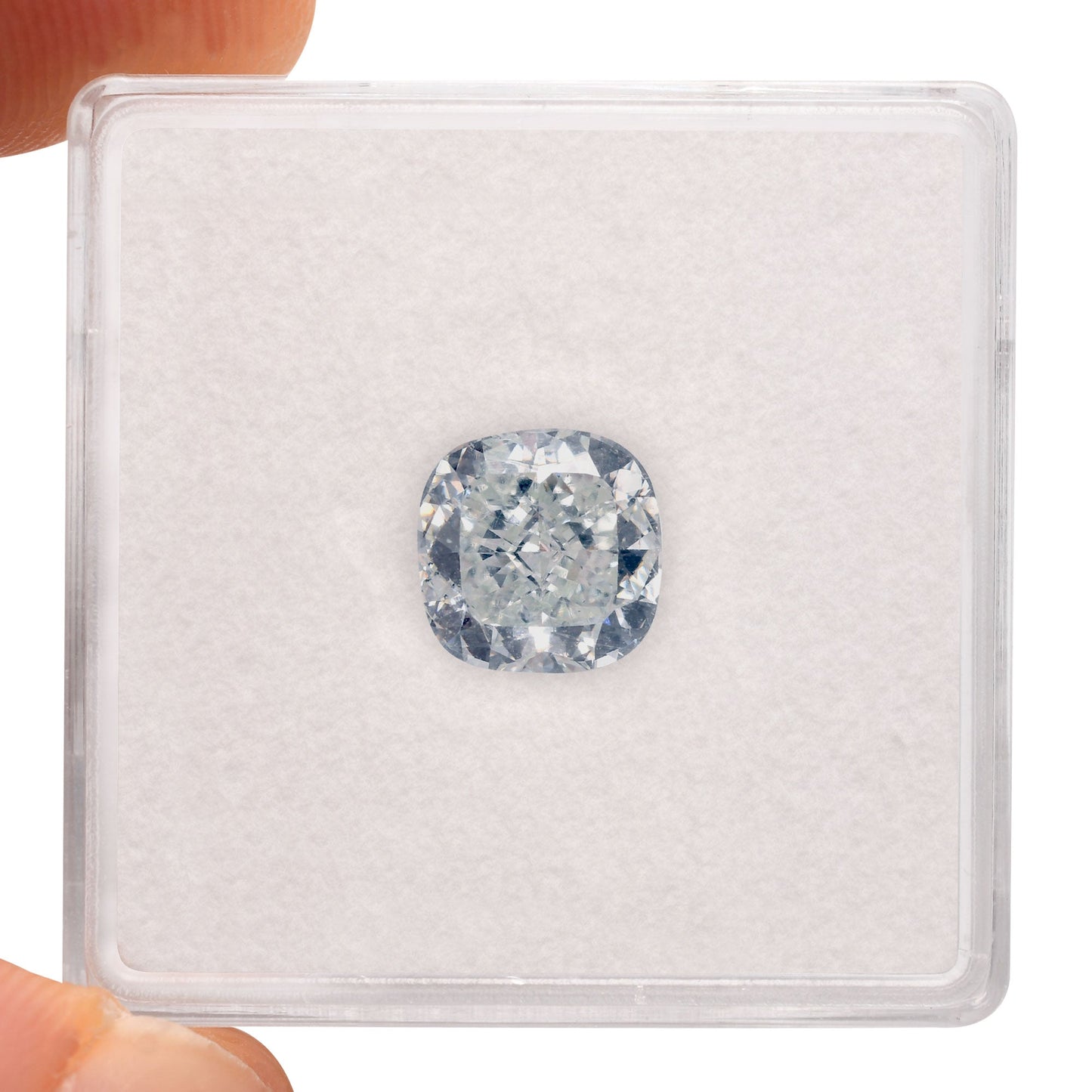 1.66 Carat Fancy Light Greenish Blue Cushion Diamond SI1 GIA