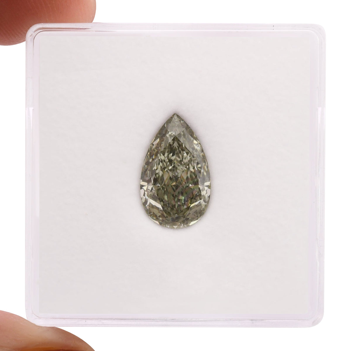 Birnenförmiger Diamant | 1,78 ct | Fancy Gray Yellowish Green | VS1 | GIA | Ref 710562