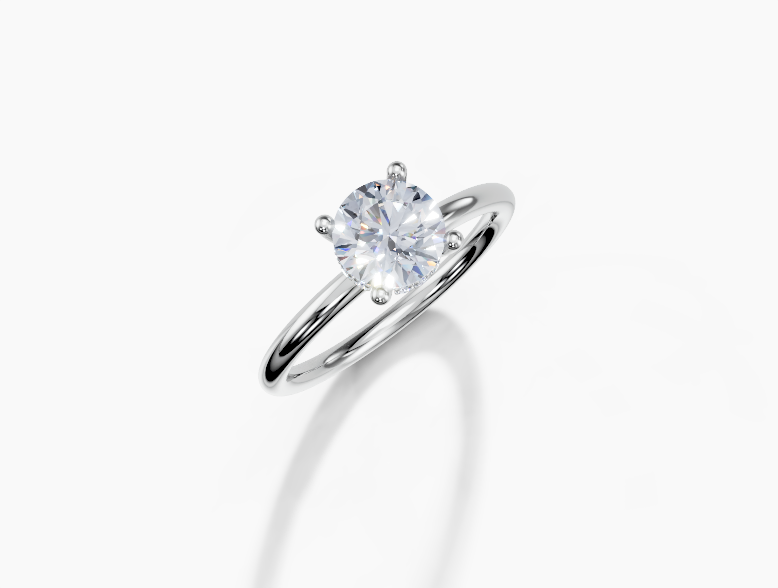 Platinum Round 1 Carat G/H SI Plain Plain Hidden Halo Diamond Ring
