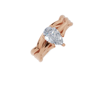 18ct Pear 0.50Carat F/G VS/SI Twisted Plain 4Pr Diamond Ring