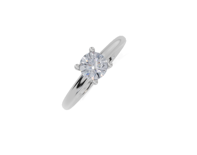 platinum Round 0.30 Carat G/H-CC SI Cathedral Plain 4Pr Diamond Ring