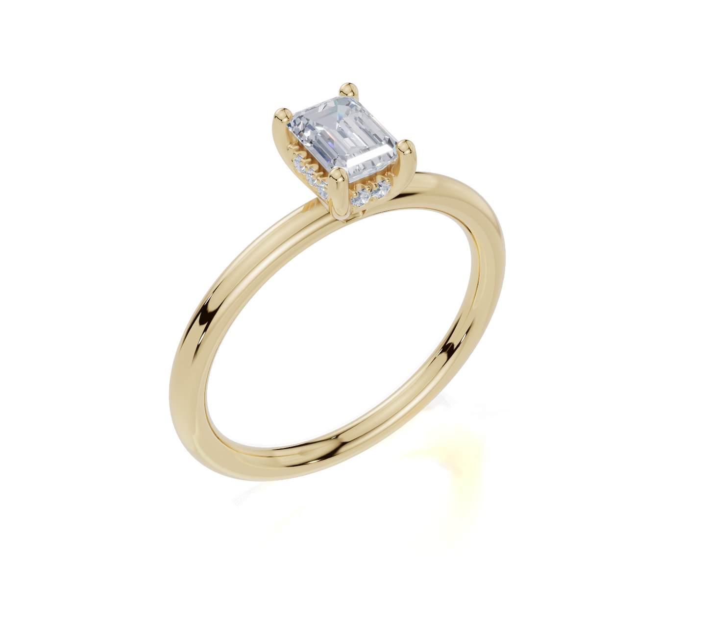 18ct Emerald 0.30Carat F/G VS/SI Plain Plain Hidden Halo Diamond Ring