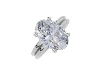 platinum Oval 4.00 Carat G/H-CC SI Plain Plain 4Pr Diamond Ring
