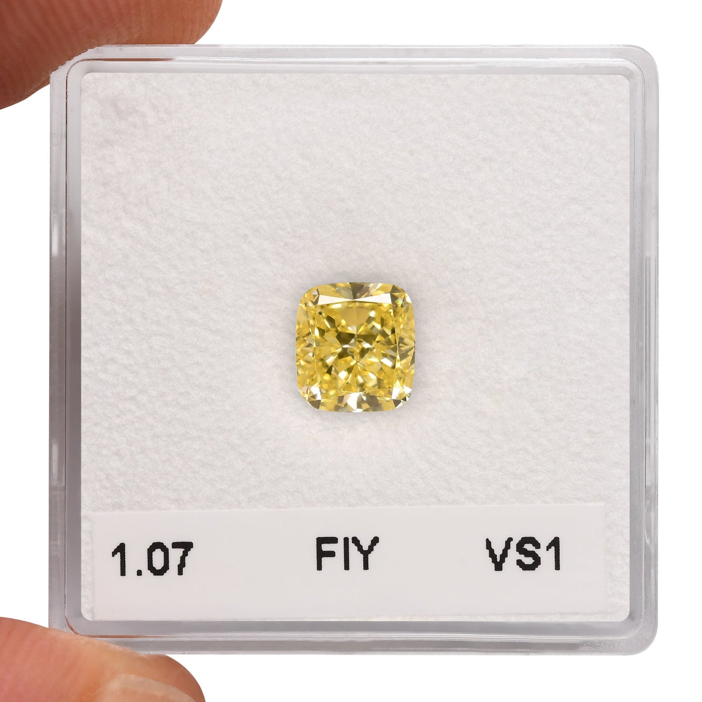 1.07 Carat Fancy Intense Yellow Cushion Diamond VS1 GIA