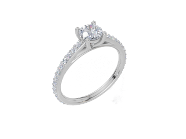 18ct Round 0.30Carat G/H-CC SI Cathedral Plate Prong 4Pr Diamond Ring
