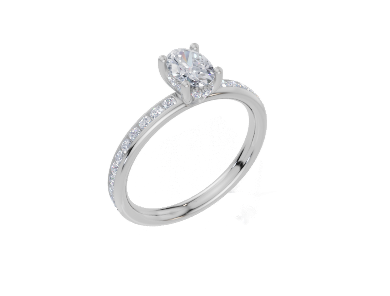 18ct Oval 0.50Carat E/F-CC VS Plain Channel Hidden Halo Diamond Ring