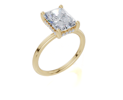 18ct Radiant 3.00Carat G/H-CC SI Plain Plain Hidden Halo Diamond Ring