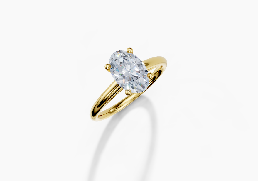 18K Oval 1.5 Carat G/H SI Cathedral Plain 4Pr Diamond Ring