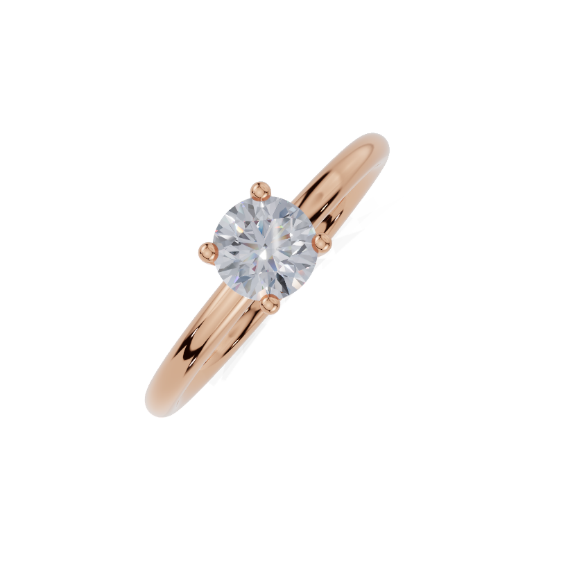 18ct Round 0.30Carat G/H-CC SI Plain Plain 4Pr Diamond Ring