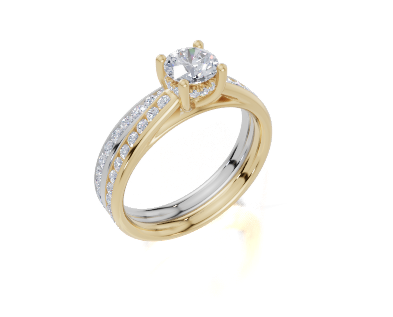 18ct Round 0.50Carat G/H-CC SI Cathedral Channel Hidden Halo Diamond Ring