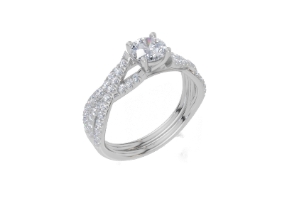 18ct Round 0.30Carat F/G VS/SI Twisted U Micro 4Pr Diamond Ring