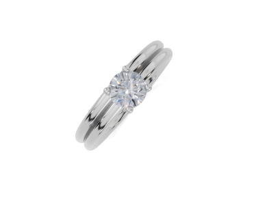 platinum Round 0.30 Carat G/H-CC SI Plain Plain 4Pr Diamond Ring