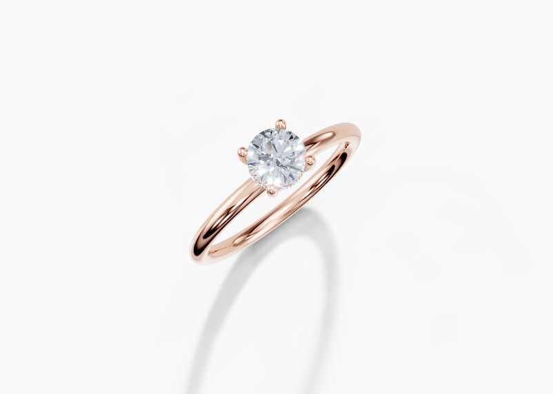18K Round 0.4 Carat G/H SI Plain Plain Hidden Halo Diamond Ring