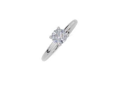 platinum Round 0.30 Carat D/E/F-LG VS/VVS Plain Plain 4Pr Diamond Ring