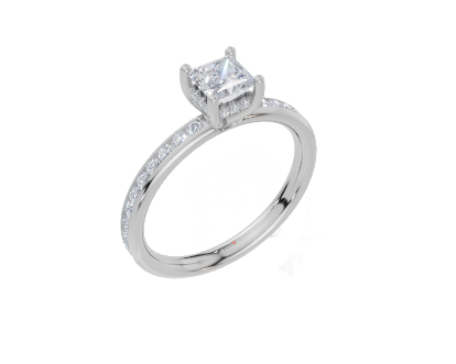 18ct Princess 0.30Carat G/H-CC SI Plain Channel Hidden Halo Diamond Ring