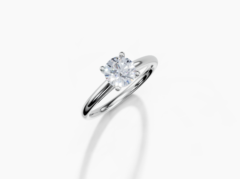 18K Round 0.7 Carat F/G VS/SI Cathedral Plain 4Pr Diamond Ring
