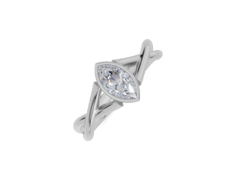 platinum Marquise 0.30 Carat D/E/F-LG VS/VVS Twisted Plain Bezel Diamond Ring