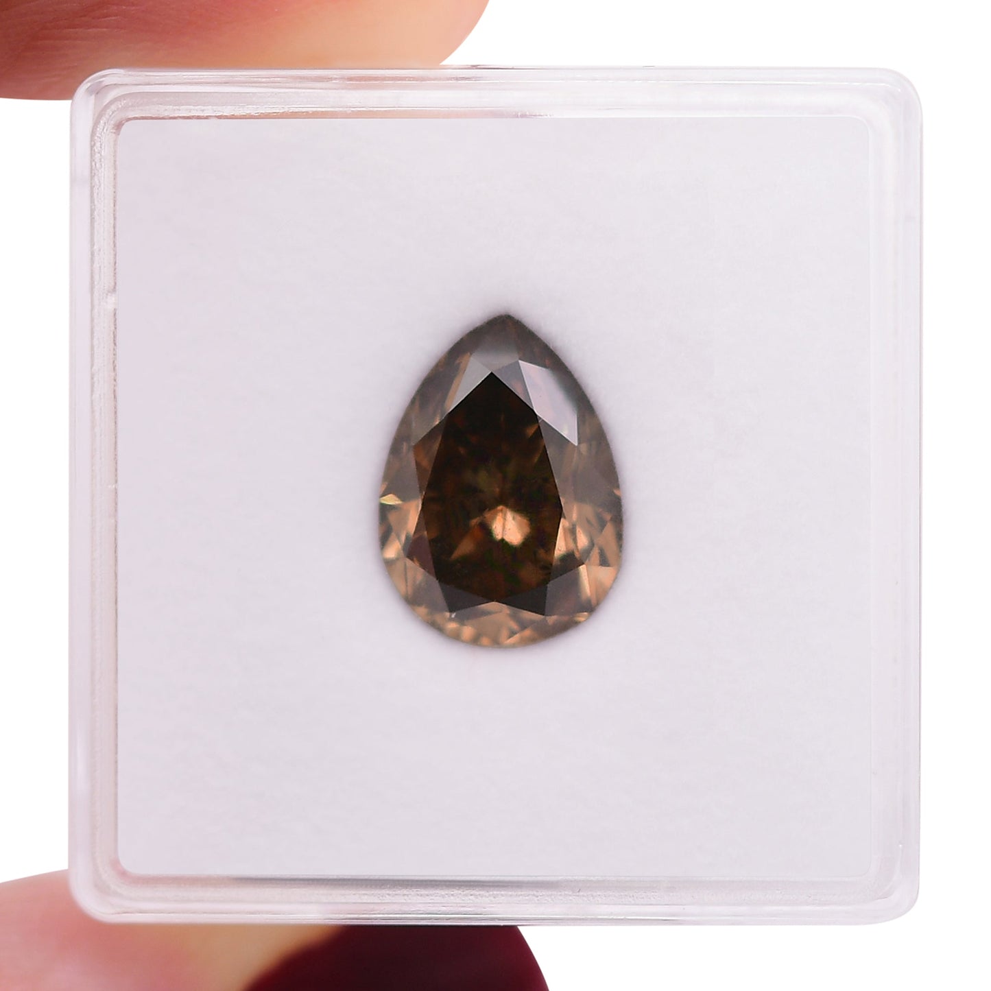 3,07 Karat Fancy Dark Orange Brown Birnenförmiger Diamant SI1 GIA