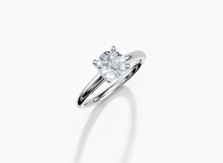 Platinum Round 0.7 Carat G/H SI Cathedral Plain Hidden Halo Diamond Ring