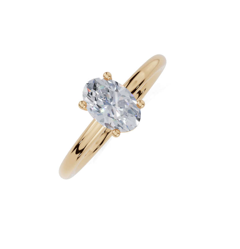 18ct Oval 0.75Carat D/E/F-CC VVS Plain Plain 4Pr Diamond Ring