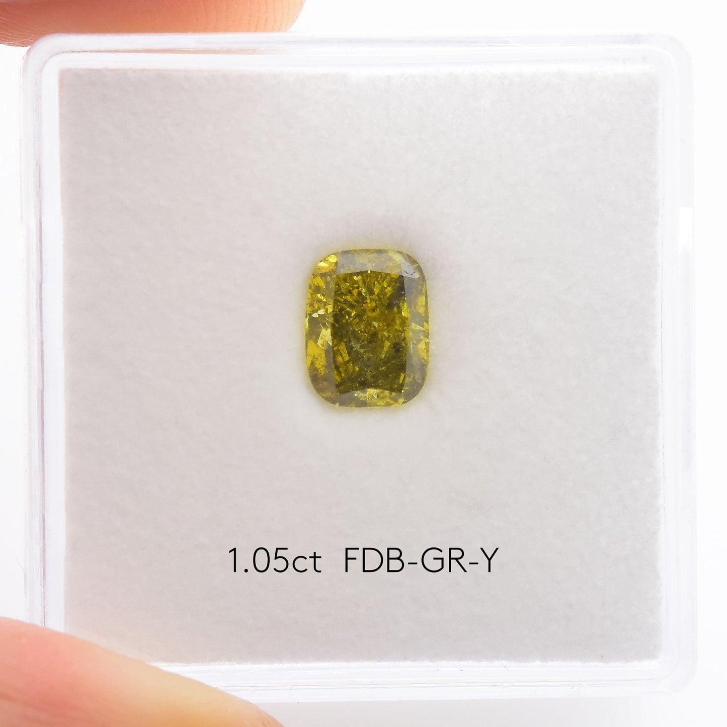 1.05 Carat Fancy Deep Brownish Greenish Yellow Cushion Diamond (I2) GIA