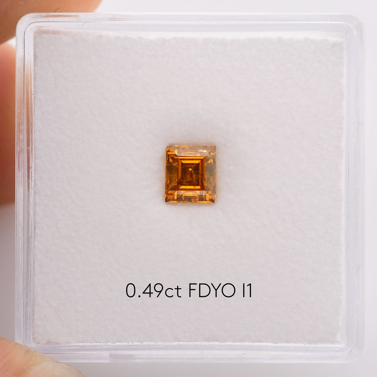 0.49 Carat Fancy Deep Yellow Orange Emerald Diamond I1 GIA