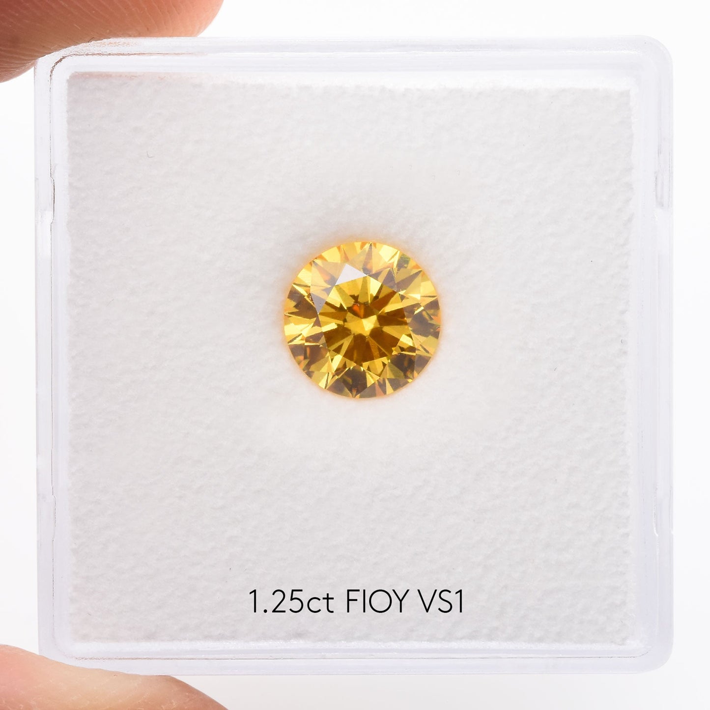 1.25 Carat Fancy Intense Orange Yellow Round Brilliant Diamond VS1 GIA