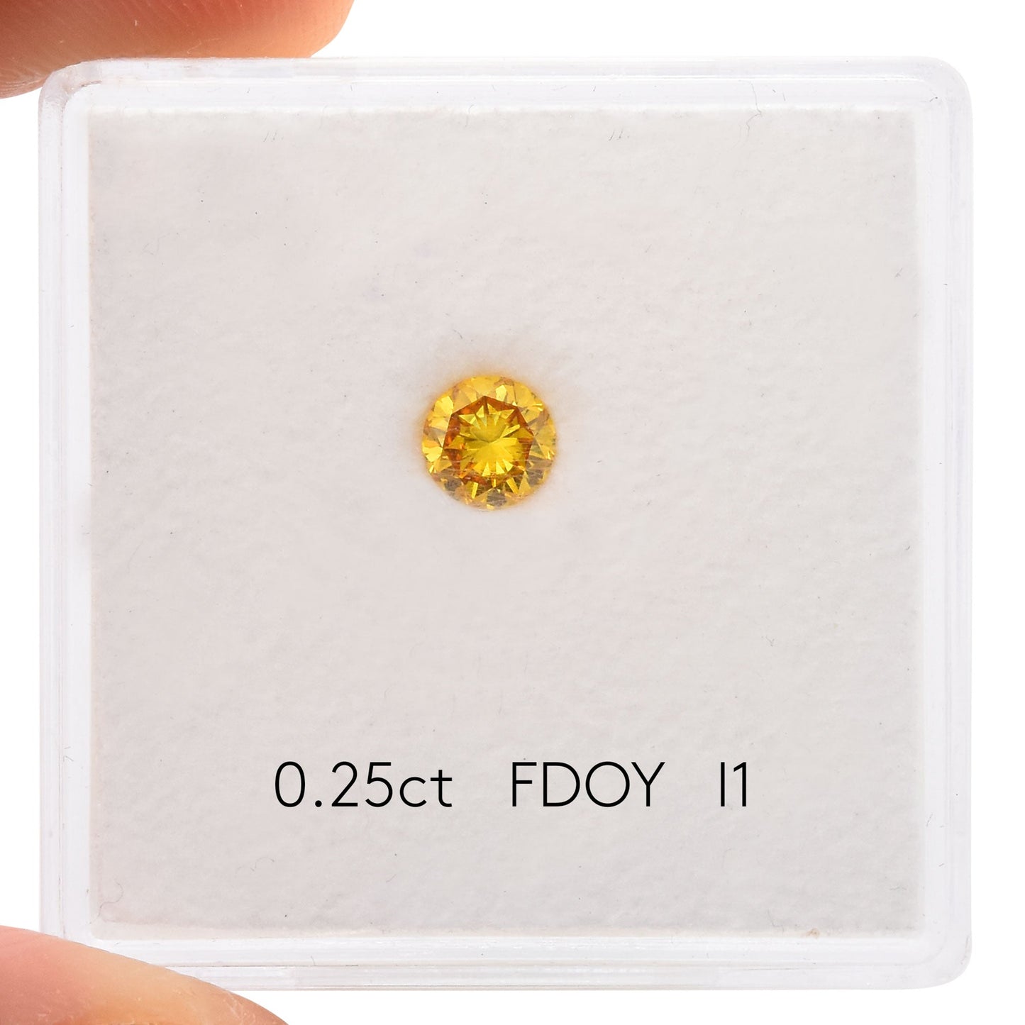 0.25 Carat Fancy Deep Orange Yellow Round Brilliant Diamond (I1) GIA